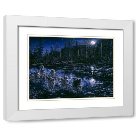 Midnight Pursuit White Modern Wood Framed Art Print with Double Matting by Tift, Jeff