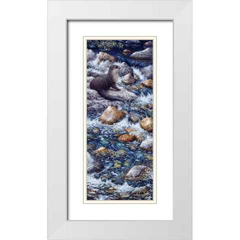 River Otter 2 White Modern Wood Framed Art Print with Double Matting by Tift, Jeff