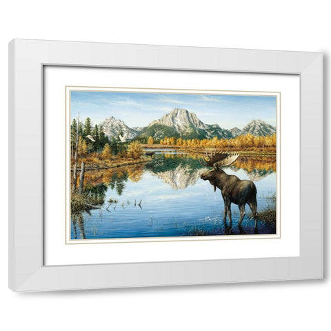 Bull Moose White Modern Wood Framed Art Print with Double Matting by Tift, Jeff