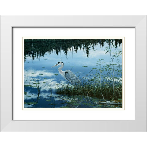 Blue Reflections White Modern Wood Framed Art Print with Double Matting by Tift, Jeff