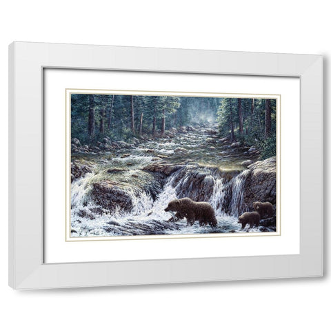 Bear Crossing White Modern Wood Framed Art Print with Double Matting by Tift, Jeff