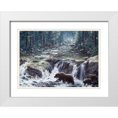 Bear Crossing White Modern Wood Framed Art Print with Double Matting by Tift, Jeff