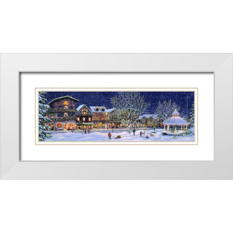 Hometown Holiday White Modern Wood Framed Art Print with Double Matting by Tift, Jeff