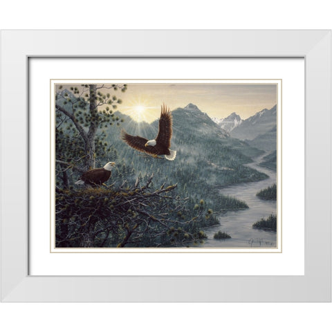 Eagles Nest White Modern Wood Framed Art Print with Double Matting by Tift, Jeff