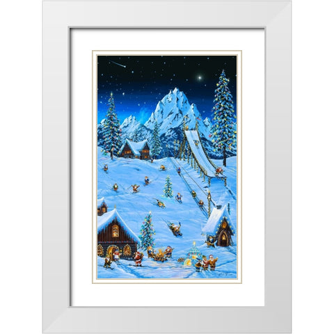 Woodland Games White Modern Wood Framed Art Print with Double Matting by Tift, Jeff