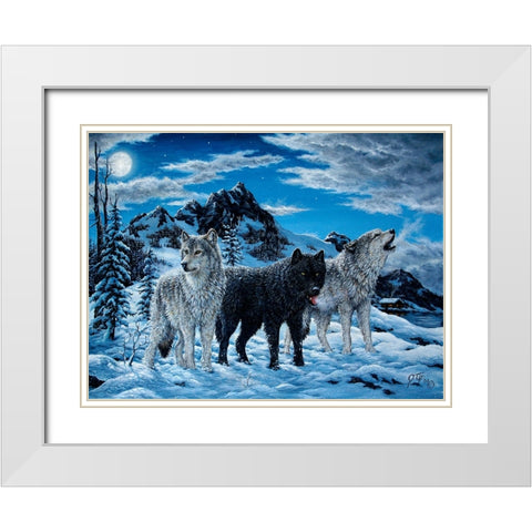 Night Howl White Modern Wood Framed Art Print with Double Matting by Tift, Jeff