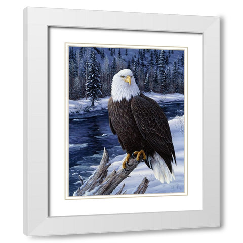 River Watch White Modern Wood Framed Art Print with Double Matting by Tift, Jeff