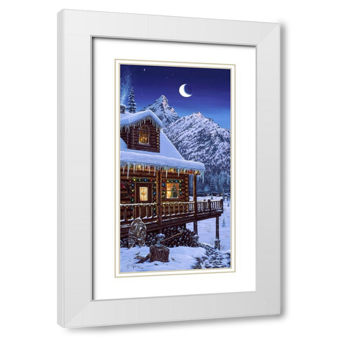Mountain Home Christmas White Modern Wood Framed Art Print with Double Matting by Tift, Jeff