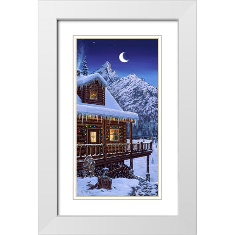 Mountain Home Christmas White Modern Wood Framed Art Print with Double Matting by Tift, Jeff