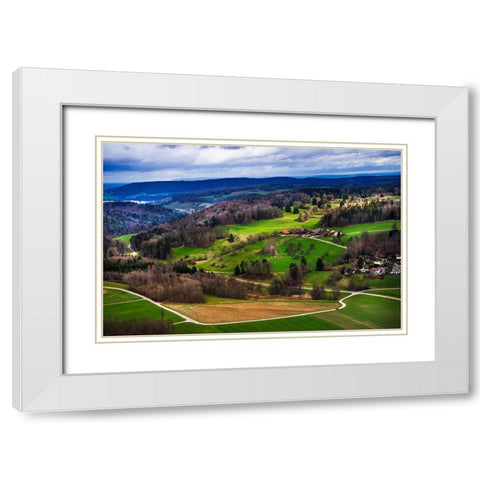 Aerial View of the Hills Near Zurich White Modern Wood Framed Art Print with Double Matting by Jenny Rainbow Fine Art