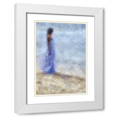 Blue Dream Impressionism White Modern Wood Framed Art Print with Double Matting by Jenny Rainbow Fine Art