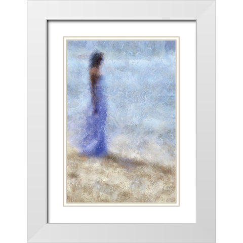 Blue Dream Impressionism White Modern Wood Framed Art Print with Double Matting by Jenny Rainbow Fine Art