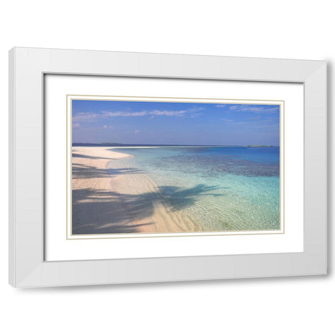 Blue Ocean Lagoon White Modern Wood Framed Art Print with Double Matting by Jenny Rainbow Fine Art