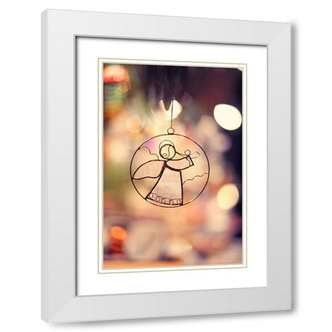 Christmas Angel White Modern Wood Framed Art Print with Double Matting by Jenny Rainbow Fine Art