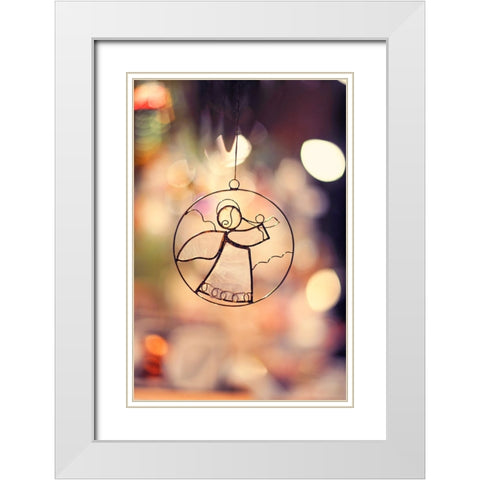 Christmas Angel White Modern Wood Framed Art Print with Double Matting by Jenny Rainbow Fine Art