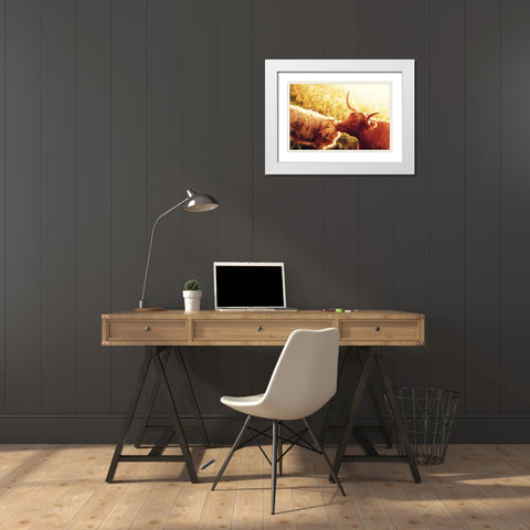 Fenella with Her Daughter White Modern Wood Framed Art Print with Double Matting by Jenny Rainbow Fine Art