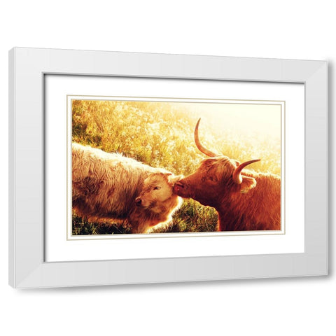 Fenella with Her Daughter White Modern Wood Framed Art Print with Double Matting by Jenny Rainbow Fine Art