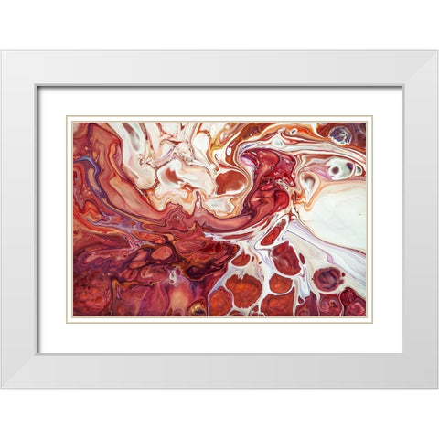 Fluid Acrylic Bringing Into Life 1 White Modern Wood Framed Art Print with Double Matting by Jenny Rainbow Fine Art
