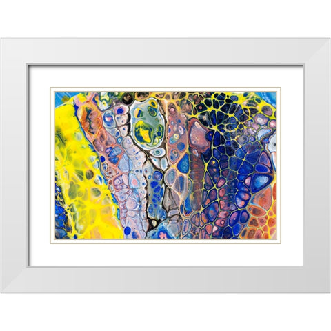 Fluid Acrylic Colorful Night Dreams 1 White Modern Wood Framed Art Print with Double Matting by Jenny Rainbow Fine Art