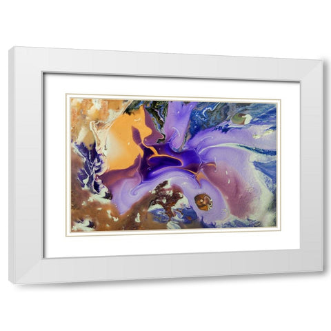 Fluid Acrylic Galactic Portal White Modern Wood Framed Art Print with Double Matting by Jenny Rainbow Fine Art