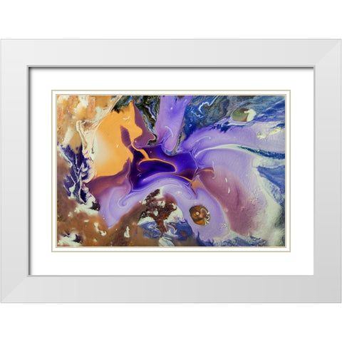 Fluid Acrylic Galactic Portal White Modern Wood Framed Art Print with Double Matting by Jenny Rainbow Fine Art
