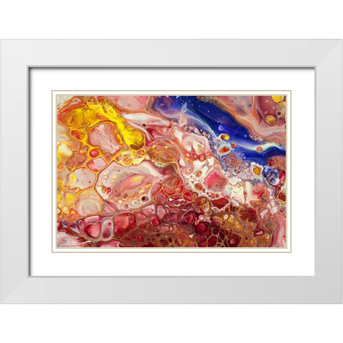 Fluid Acrylic Gems Of East 1 White Modern Wood Framed Art Print with Double Matting by Jenny Rainbow Fine Art