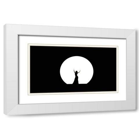 Full Moon Dance White Modern Wood Framed Art Print with Double Matting by Jenny Rainbow Fine Art