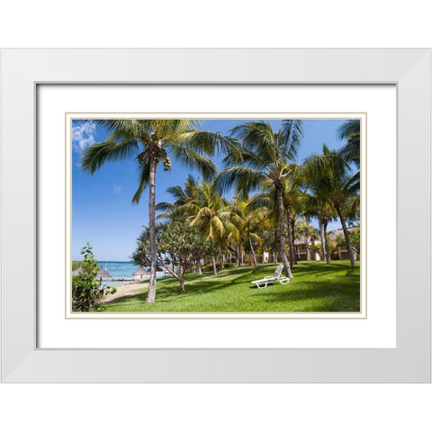 Tropical Beach in Mauritius White Modern Wood Framed Art Print with Double Matting by Jenny Rainbow Fine Art