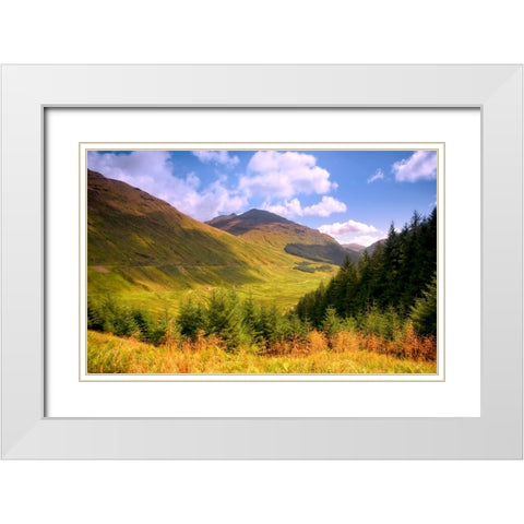 Peaceful Sunny Day in Scotland Mountains White Modern Wood Framed Art Print with Double Matting by Jenny Rainbow Fine Art