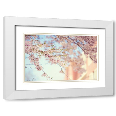 Pink Touch of Softness White Modern Wood Framed Art Print with Double Matting by Jenny Rainbow Fine Art