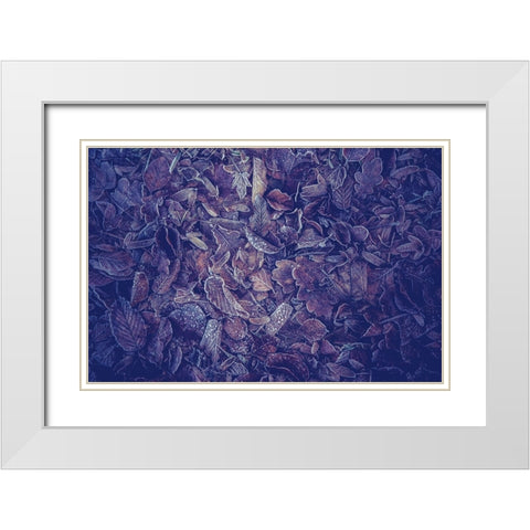 Purple Carpet of Frozen Leaves White Modern Wood Framed Art Print with Double Matting by Jenny Rainbow Fine Art