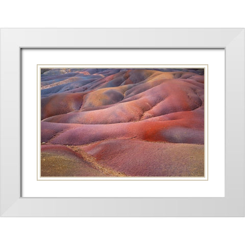 Seven Colored Earth of Chamarel White Modern Wood Framed Art Print with Double Matting by Jenny Rainbow Fine Art