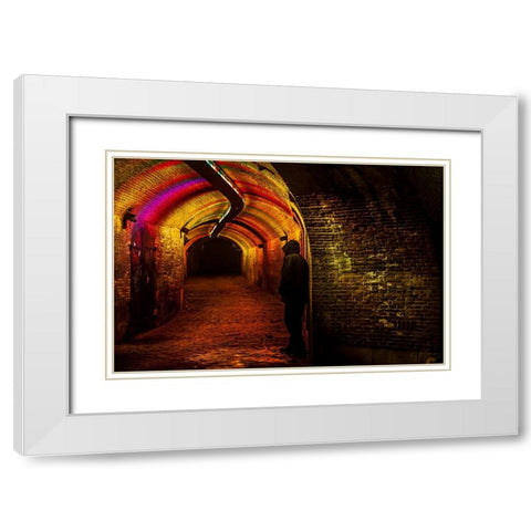 Trajectum Lumen Project Ganzenmarkt Tunnel White Modern Wood Framed Art Print with Double Matting by Jenny Rainbow Fine Art