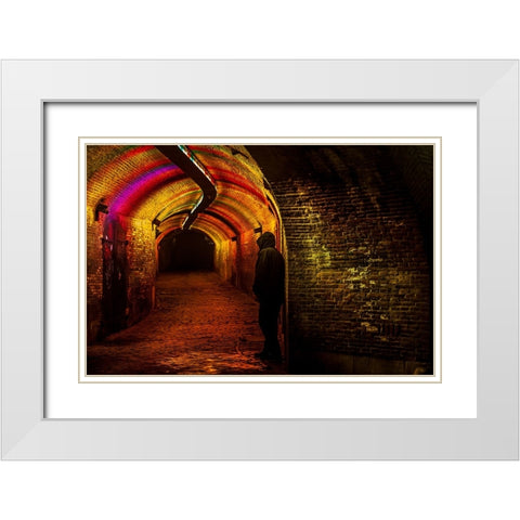 Trajectum Lumen Project Ganzenmarkt Tunnel White Modern Wood Framed Art Print with Double Matting by Jenny Rainbow Fine Art