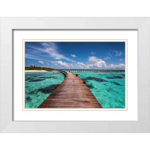 Walk over the Water White Modern Wood Framed Art Print with Double Matting by Jenny Rainbow Fine Art