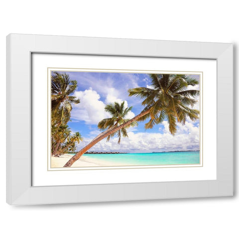Whispering Palms White Modern Wood Framed Art Print with Double Matting by Jenny Rainbow Fine Art