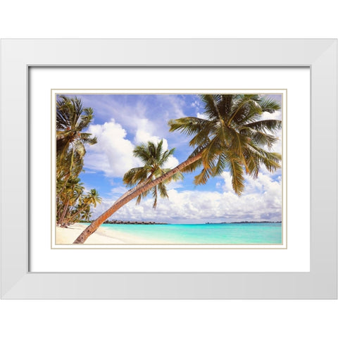Whispering Palms White Modern Wood Framed Art Print with Double Matting by Jenny Rainbow Fine Art