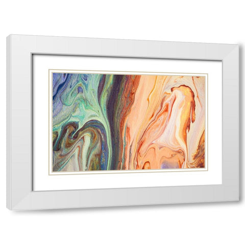 Fluid Acrylic  Heating Waves 1 White Modern Wood Framed Art Print with Double Matting by Jenny Rainbow Fine Art