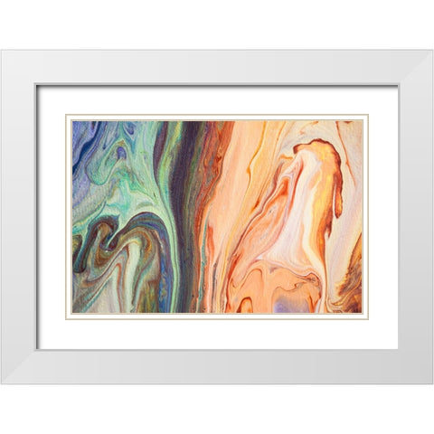 Fluid Acrylic  Heating Waves 1 White Modern Wood Framed Art Print with Double Matting by Jenny Rainbow Fine Art