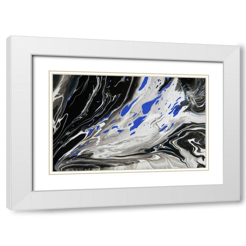 Fluid Acrylic Night Over Ocean 1 White Modern Wood Framed Art Print with Double Matting by Jenny Rainbow Fine Art