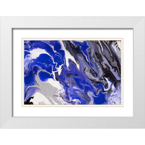 Fluid Acrylic The Rivers Of Babylon White Modern Wood Framed Art Print with Double Matting by Jenny Rainbow Fine Art
