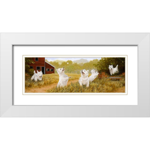 Westie Panorama White Modern Wood Framed Art Print with Double Matting by Silver, John