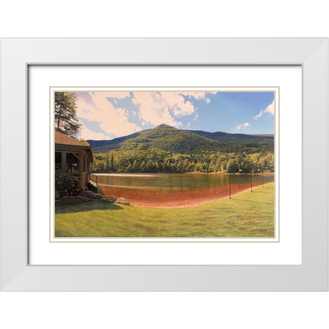 Equinox Pond I White Modern Wood Framed Art Print with Double Matting by Zaccheo, John