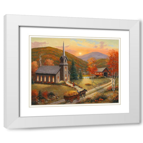 Autumn In Vermont White Modern Wood Framed Art Print with Double Matting by Zaccheo, John