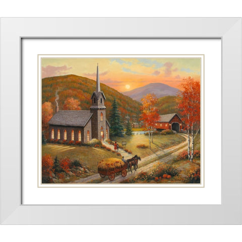 Autumn In Vermont White Modern Wood Framed Art Print with Double Matting by Zaccheo, John