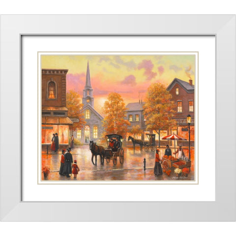 Autumnal Breeze In Pleasantville White Modern Wood Framed Art Print with Double Matting by Zaccheo, John
