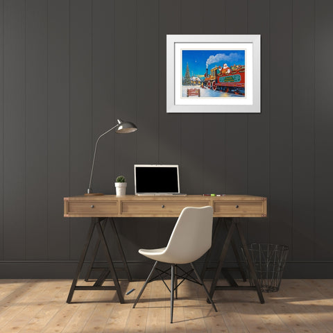 Santa Express White Modern Wood Framed Art Print with Double Matting by Zaccheo, John