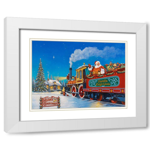 Santa Express White Modern Wood Framed Art Print with Double Matting by Zaccheo, John