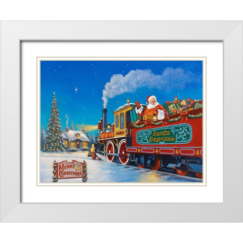 Santa Express White Modern Wood Framed Art Print with Double Matting by Zaccheo, John