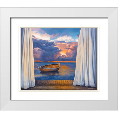 Vacation View White Modern Wood Framed Art Print with Double Matting by Zaccheo, John